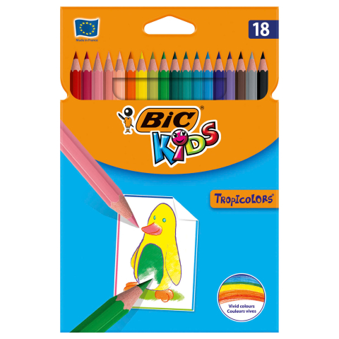 Rechizite Școlare - Creioane colorate 18 culori tropicolors bic