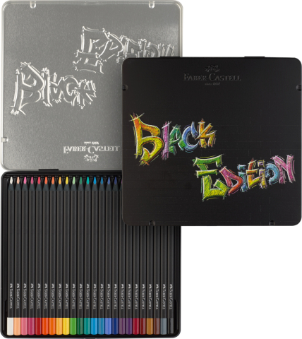 Creioane colorate 24 culori black edition cutie metal faber-castell [3]