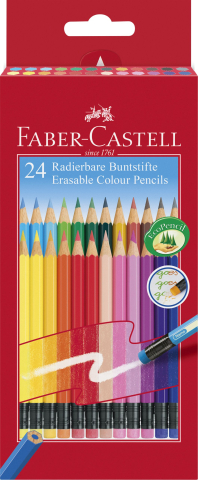 Rechizite Școlare - Creioane colorate 24 culori cu guma eco faber-castell