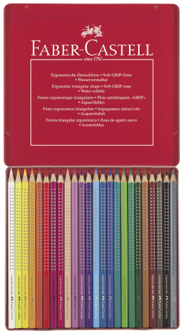 Creioane colorate 24 culori cutie metal grip 2001 faber-castell [1]