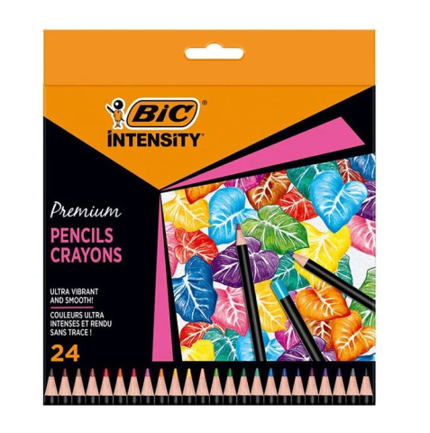Rechizite Școlare - Creioane colorate 24 culori intensity premium bic