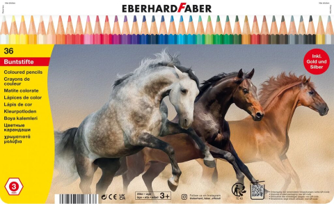 Rechizite Școlare - Creioane colorate 36 culori cutie metal eberhard faber