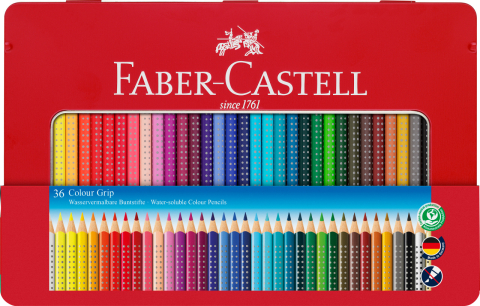 Rechizite Școlare - Creioane colorate 36 culori cutie metal grip 2001 faber-castell