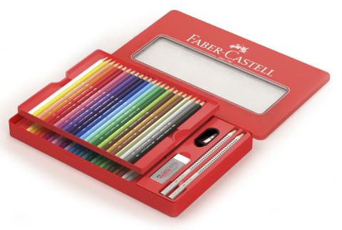 Creioane colorate 48 culori + 4 accesorii cutie metal faber-cast [2]