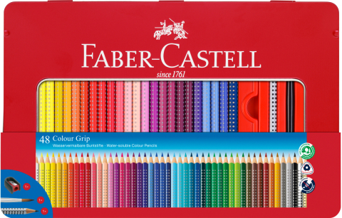 Rechizite Școlare - Creioane colorate 48 culori cutie metal grip 2001 faber-castell