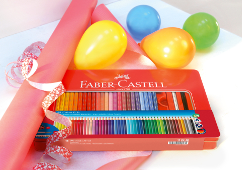 Creioane colorate 48 culori cutie metal grip 2001 faber-castell [1]