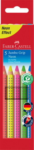 Rechizite Școlare - Creioane colorate 5 culori neon jumbo grip faber-castell
