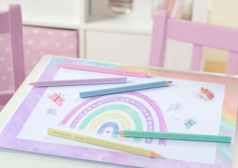 Creioane colorate 5 culori pastel jumbo grip faber-castell [1]