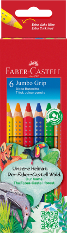 Rechizite Școlare - Creioane colorate 6 culori jumbo grip faber-castell