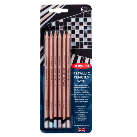 Rechizite Școlare - Creioane colorate 6 culori metalizate professional derwent