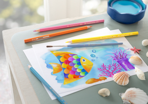 Creioane colorate acuarela 24 buc + pensula faber-castell [1]