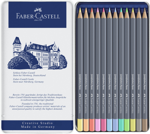 Creioane colorate aquarelle 12 culori pastel goldfaber cut. metal faber castell [1]