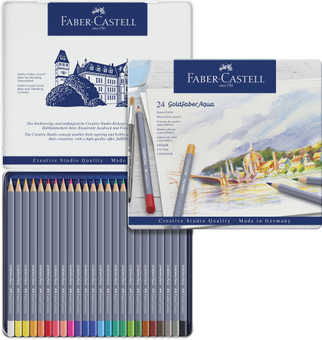 Creioane colorate aquarelle 24 culori goldfaber cut. metal faber [2]