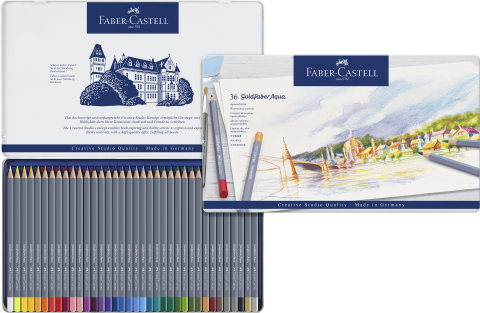 Creioane colorate aquarelle 36 culori goldfaber cut. metal faber [2]