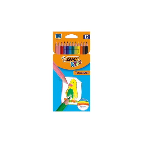 Rechizite Școlare - Creioane colorate Bic Kids Tropicolors 83256610, 12 culori, blister carton