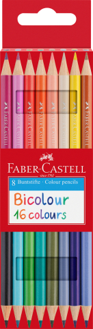 Creioane Colorate si Cerate pentru Copii - Creioane colorate bicolore 8*2 faber-castell