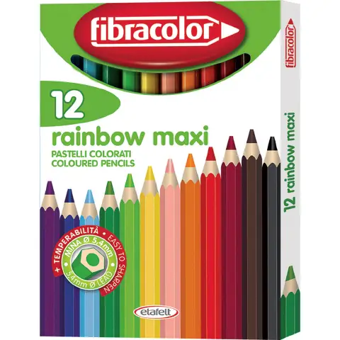 Rechizite Școlare - Creioane colorate Fibracolor Rainbow Maxi 12 culori