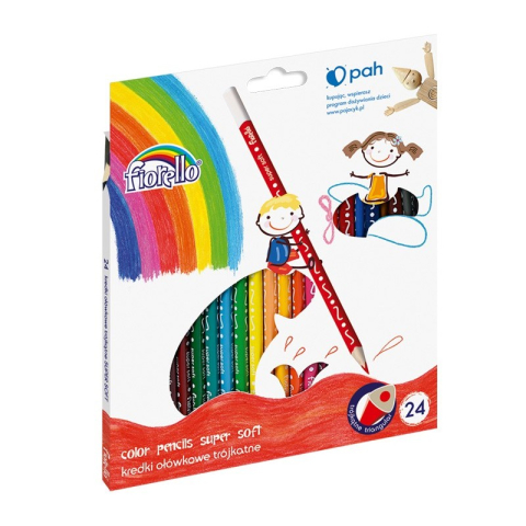 Rechizite Școlare - Creioane colorate Fiorello Soft 170-2152, triunghiulare, 24 culori, blister carton