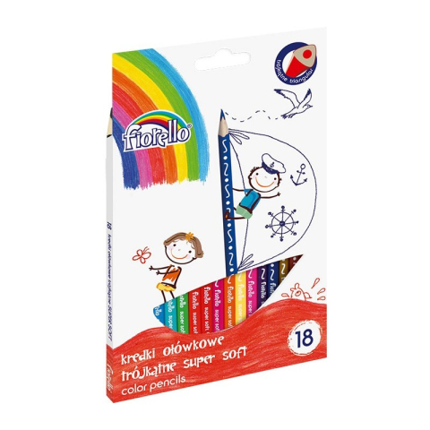 Rechizite Școlare - Creioane colorate Fiorello Soft 170-2187, triunghiulare, 18 culori, blister carton