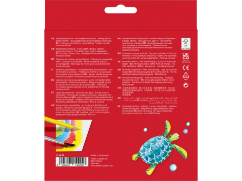 Creioane colorate hexagonale acuarelă + pensulă Faber-Castell 24 culori/set [1]