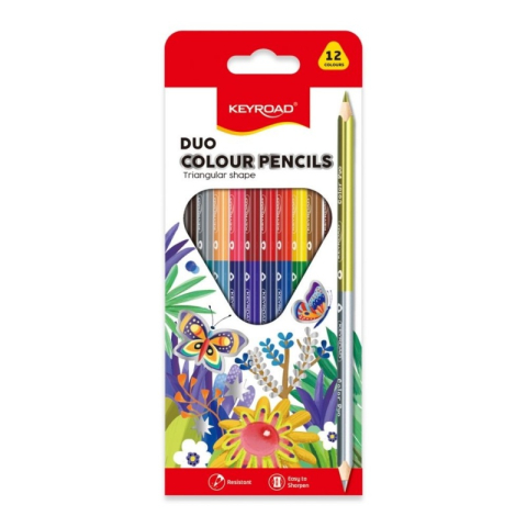 Rechizite Școlare - Creioane colorate Keyroad Duo KR971281, 2 capete, 24 culori, blister carton