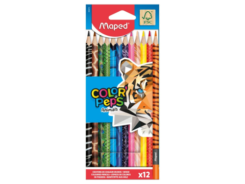 Creioane colorate si cerate - Creioane colorate Maped Color'Peps Animals 12 culori/set FSC