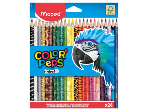 Creioane colorate si cerate - Creioane colorate Maped Color'Peps Animals 24 culori/set FSC