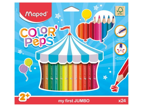 Creioane colorate si cerate - Creioane colorate Maped Color'Peps My First Jumbo 24 culori/set FSC