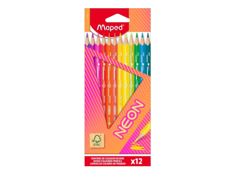 Rechizite Școlare - Creioane colorate Maped Color'Peps Neon 12 culori/set FSC