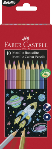 Rechizite Școlare - Creioane colorate metalizate 10 culori faber-castell