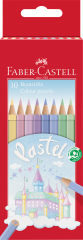 Rechizite Școlare - Creioane colorate pastel 10 culori faber-castell