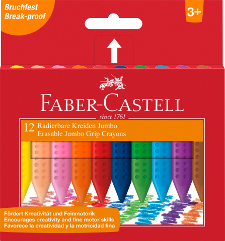 Rechizite Școlare - Creioane colorate plastic 12 culori jumbo grip faber-castell