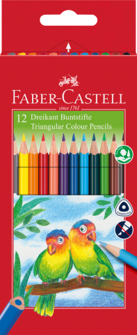 Rechizite Școlare - Creioane colorate triunghiulare 12 culori + ascutitoare eco fabe