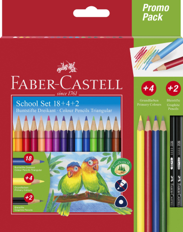 Rechizite Școlare - Creioane colorate triunghiulare 18+4+2 promo faber-castell