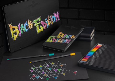 Creioane colorate triunghiulare black edition cutie metal Faber-Castell 12 culori/set [3]