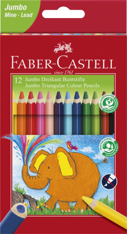 Rechizite Școlare - Creioane colorate triunghiulare jumbo 12 culori faber-castell