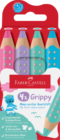 Rechizite Școlare - Creioane colorate xxl 4 culori pastel grippy faber-castell