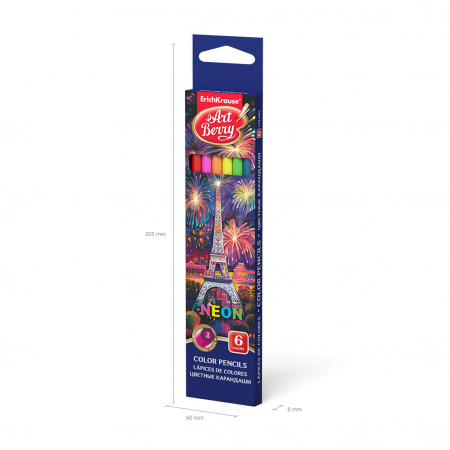 Rechizite Școlare - Creioane hexagonale de culoare Neon, 6 culori