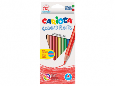 Rechizite Școlare - Carioca Pret Set 12 creioane pentru colorat triangulare scoala.