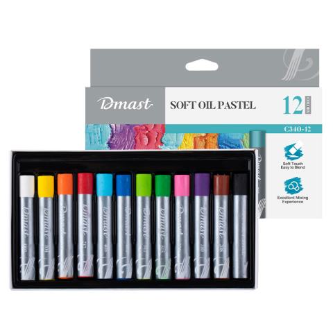 Rechizite Școlare - Creioane ulei pastel profesionale 12 culori dmast by pebeo