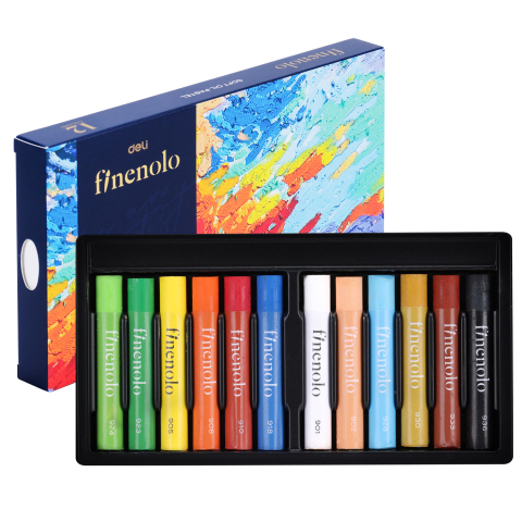 Rechizite Școlare - Creioane ulei pastel profesionale 12 culori finenolo deli