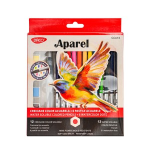 Rechizite Școlare - Creion color 12 acuarela+ 6 pastile acuarela daco cc613