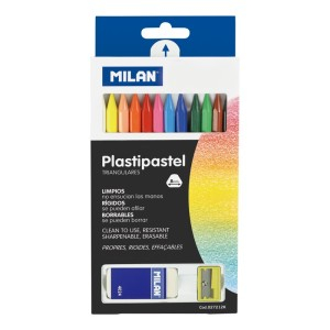 Rechizite Școlare - Creion color 12 cerat+radiera+ascutitoare milan 027212k