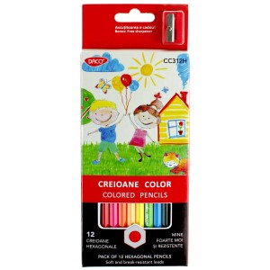 Rechizite Școlare - Creion color 12 culori daco hexagonal cc312h 12 buc