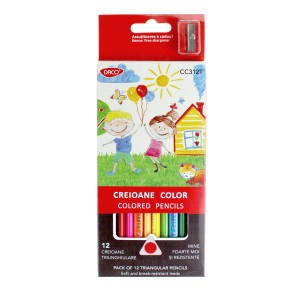 Rechizite Școlare - Creion color 12 culori daco triunghiular cc312t 12 buc