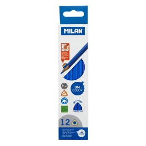 Rechizite Școlare - Creion color unicolor set 12 milan albastru 0722314912