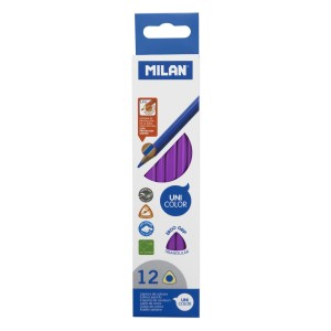 Rechizite Școlare - Creion color unicolor set 12  milan mov 0722314112