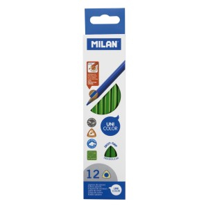 Rechizite Școlare - Creion color unicolor set 12 milan verde 0722316112