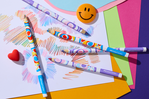 Creion colorat jumbo multicolor rosu-albastru-galben faber-castell [1]