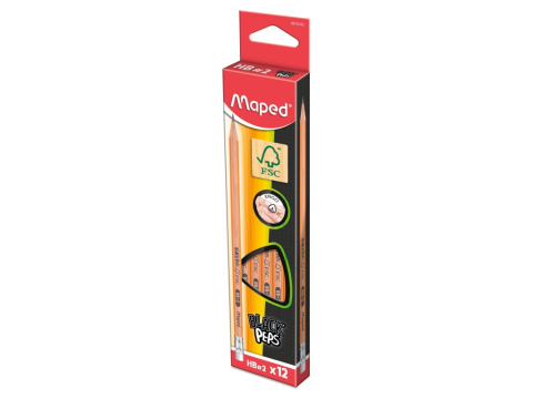 Creioane Grafit, Creioane Mecanice si Ascutitori - Creion cu gumă Maped Black'Peps HB FSC